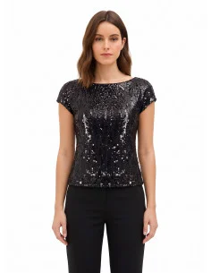 Top Sfiancato E Corto Ricoperto Di Paillettes Rinascimento