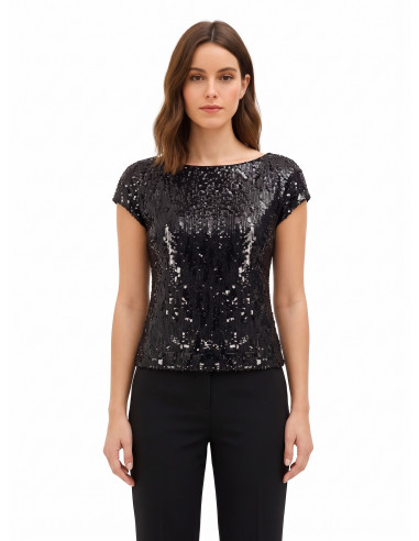 Top Sfiancato E Corto Ricoperto Di Paillettes Rinascimento