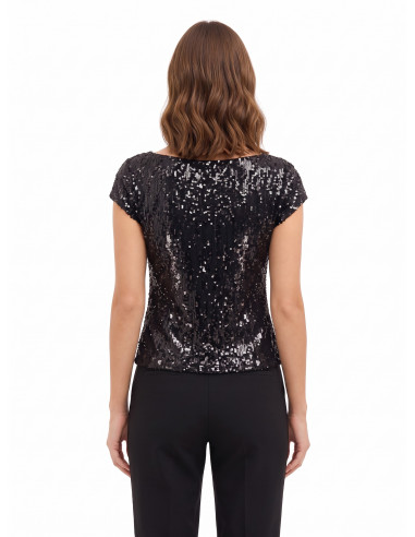 Short, Fitted Top Covered in Sequins by Rinascimento