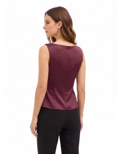 Haut cintré en satin, avec encolure en bateau et drapé sur le côté, style Rinascimento 2