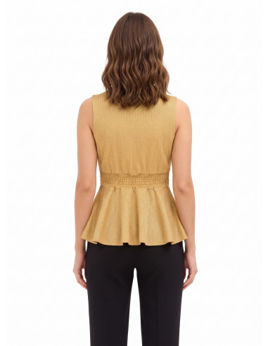 Glitter-effect Lurex Peplum Top with a Rinascimento-style V-neck
