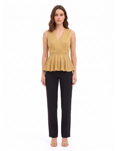 Haut péplum en lurex à effet pailleté, encolure en V de style Rinascimento