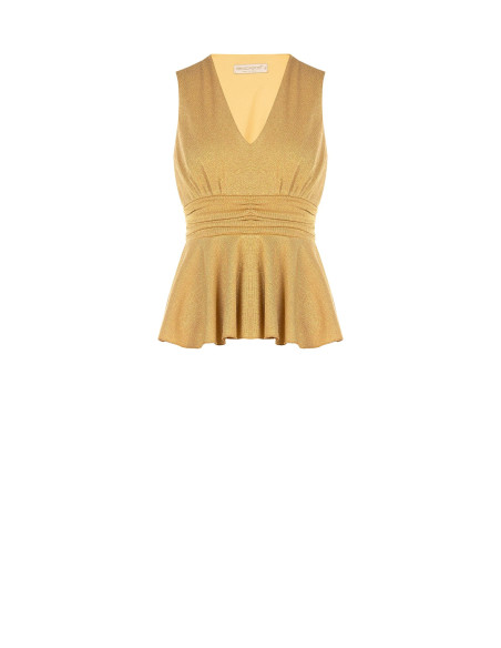 Top Peplo In Lurex Effetto Glitter Con Scollo A V Rinascimento