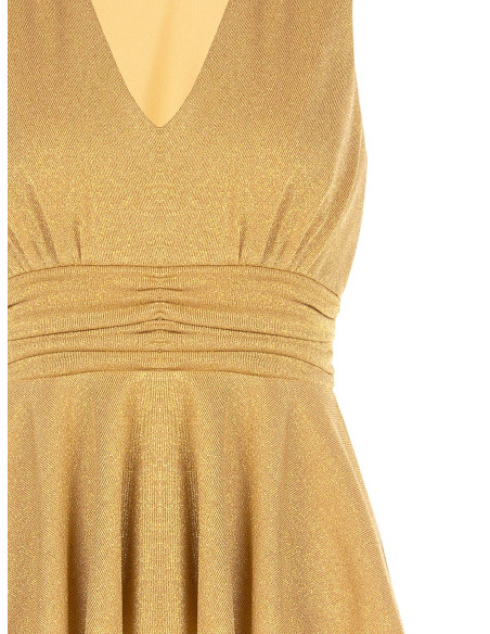Glitter-effect Lurex Peplum Top with a Rinascimento-style V-neck
