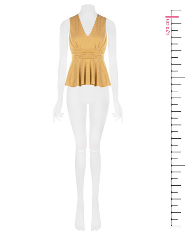 Haut péplum en lurex à effet pailleté, encolure en V de style Rinascimento