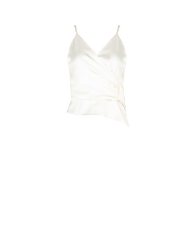 Satin Crop Top with a Crossed V-neck and Tied at One Side – Rinascimento