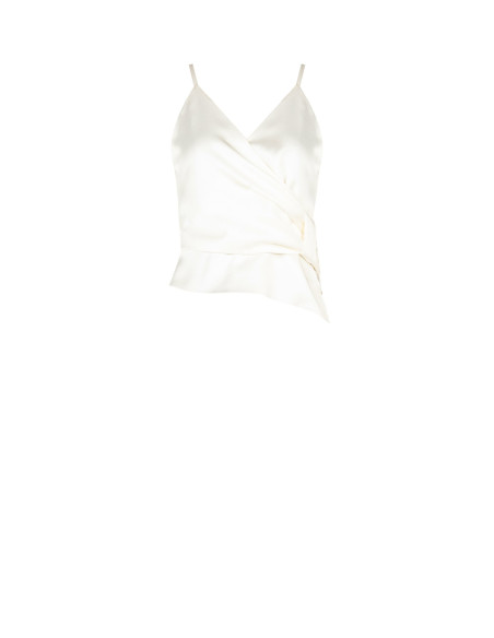 Satin Crop Top with a Crossed V-neck and Tied at One Side – Rinascimento