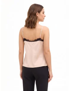 Rinascimento Satin Fluid Top with Lace Details 2