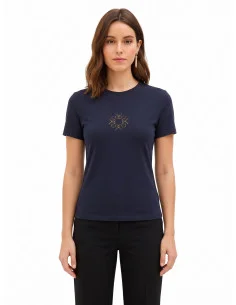 T-shirt coupe classique en coton mélangé avec logo « Rinascimento » brodé