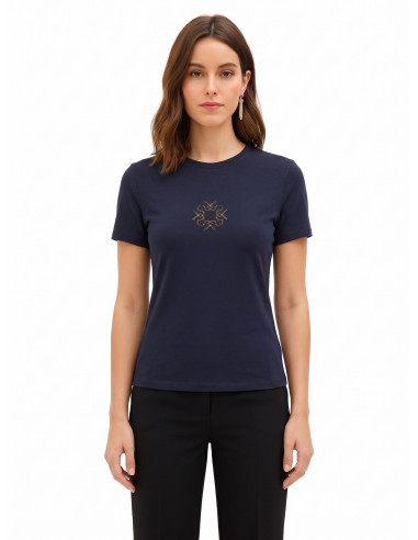 T-shirt coupe classique en coton mélangé avec logo « Rinascimento » brodé