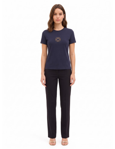 T-shirt coupe classique en coton mélangé avec logo « Rinascimento » brodé