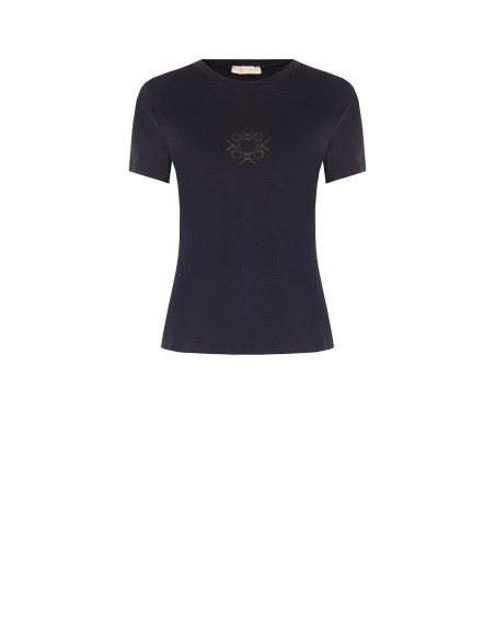 T-Shirt Regular In Misto Cotone Con Logo Ricamato Rinascimento