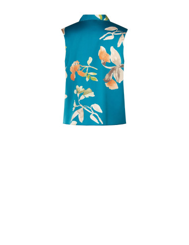 Floral Satin A-line Blouse with Rinascimento Jewelled Button