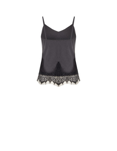 Technical Fabric Tank Top With Thin Straps And Rinascimento Lace Trim