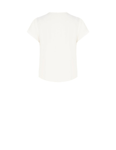 Matte Satin Blouse with V-neck, Chain and Interwoven Scarf – Rinascimento