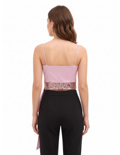 Crop Top Bustier In Raso E Paillettes Con Lungo Volant Rinascimento 2