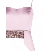 Crop top bustier en satin et paillettes avec long volant « Rinascimento »