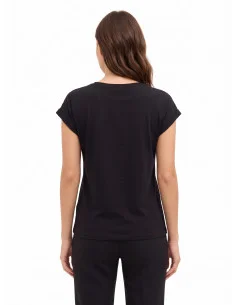 T-Shirt Regular In Cotone Con Risvolto Sulle Maniche E Logo In Strass Rinascimento 2