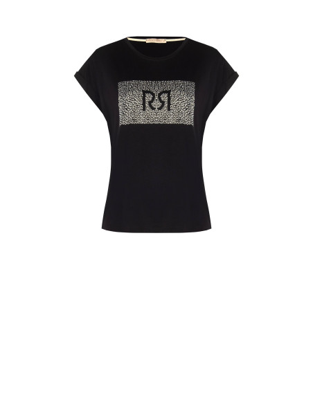 Regular-fit cotton T-shirt with cuffed sleeves and a ‘Rinascimento’ rhinestone logo