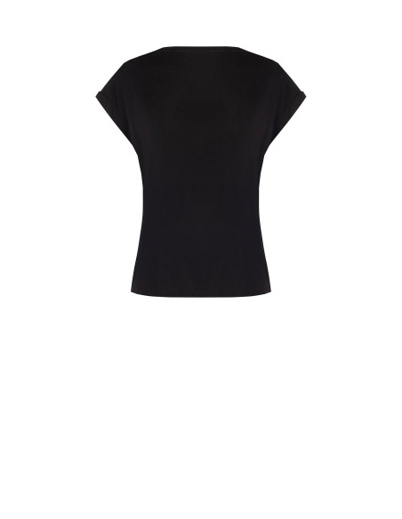 T-Shirt Regular In Cotone Con Risvolto Sulle Maniche E Logo In Strass Rinascimento
