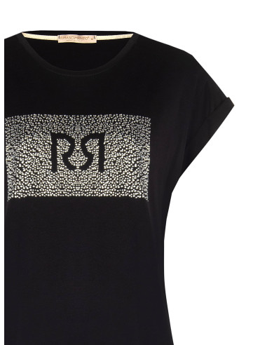 Regular-fit cotton T-shirt with cuffed sleeves and a ‘Rinascimento’ rhinestone logo
