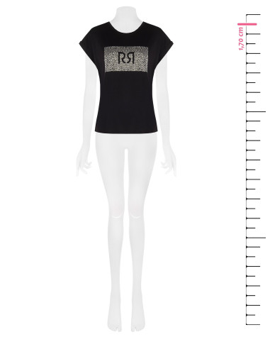 T-Shirt Regular In Cotone Con Risvolto Sulle Maniche E Logo In Strass Rinascimento