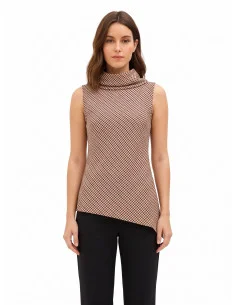 Haut à carreaux avec col drapé et coupe asymétrique « Rinascimento »