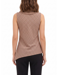 Rinascimento Checked Top with Draped Neckline and Asymmetrical Cut 2
