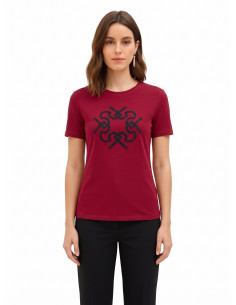 T-Shirt Regular In Cotone Con Stampa Logo In Rilievo Rinascimento