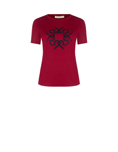 T-Shirt Regular In Cotone Con Stampa Logo In Rilievo Rinascimento