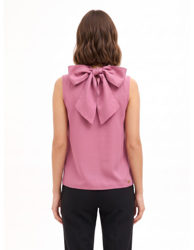 Blouse fluide en mélange de lyocell avec nœud dans le dos « Rinascimento »