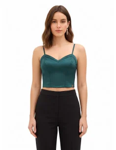 Crop top bustier en satin avec baleines « Rinascimento »