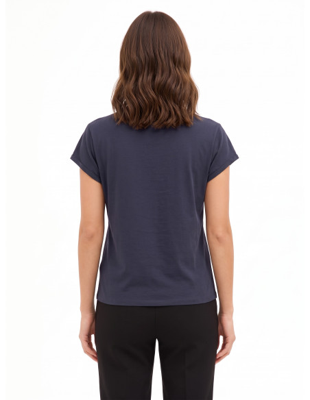 Regular-fit T-shirt in a cotton blend with the word ‘Dreamer’ in thin chain stitch – Rinascimento