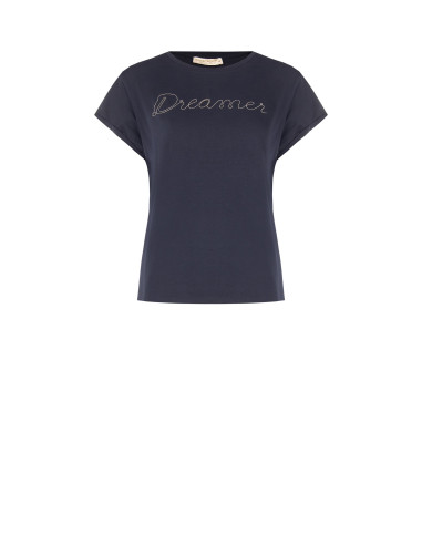 T-shirt coupe classique en coton mélangé, avec l'inscription « Dreamer » en lettres fines de style Rinascimento