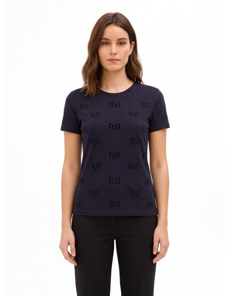 T-shirt coupe classique en coton mélangé, avec motif « Rr » floqué « Rinascimento »