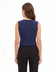 Haut croisé en tissu Cadi avec bouton bijou « Rinascimento » 2