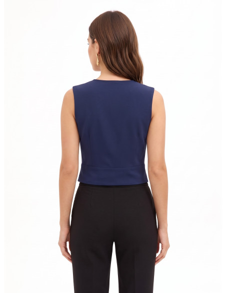 Cadi Fabric Cross-Over Top with Rinascimento Jewelled Button