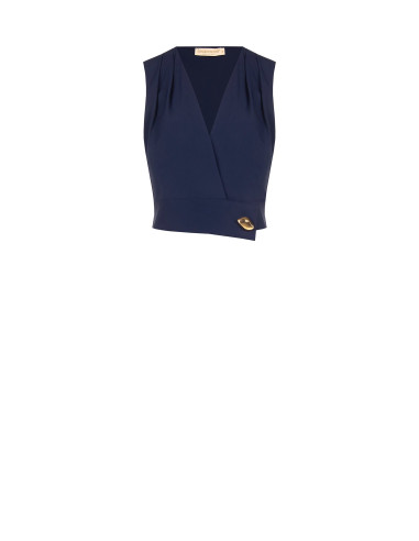 Cadi Fabric Cross-Over Top with Rinascimento Jewelled Button