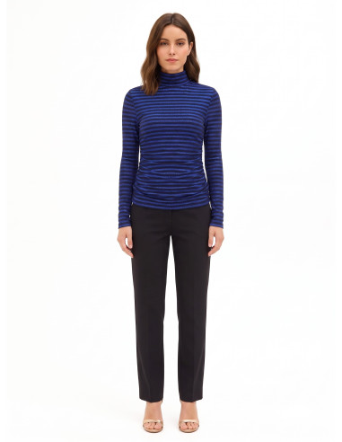 Striped Turtleneck Top in Lurex, Gathered at the Sides – Rinascimento