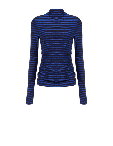 Striped Turtleneck Top in Lurex, Gathered at the Sides – Rinascimento