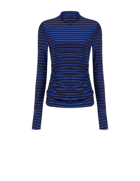 Striped Turtleneck Top in Lurex, Gathered at the Sides – Rinascimento