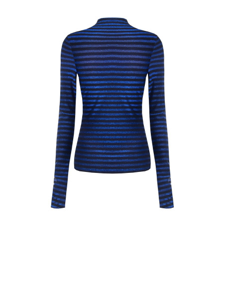 Striped Turtleneck Top in Lurex, Gathered at the Sides – Rinascimento