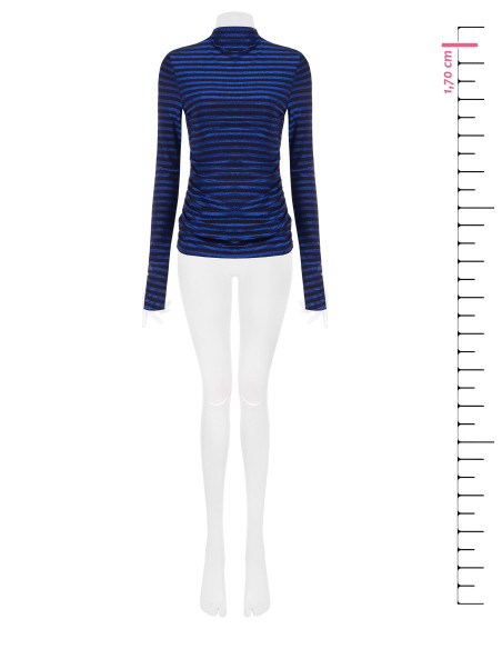 Striped Turtleneck Top in Lurex, Gathered at the Sides – Rinascimento