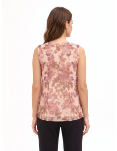 Haut ample à coupe trapèze en georgette à fleurs avec des gouttes de lurex « Rinascimento » 2
