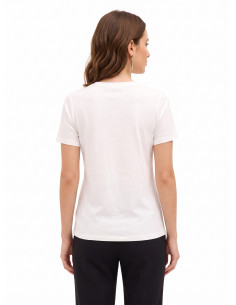 Regular-fit cotton T-shirt with geometric print and Rinascimento laminated details 2