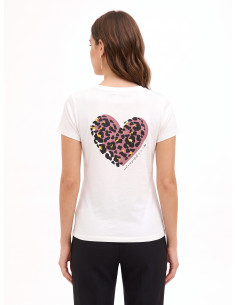 T-shirt coupe classique en coton avec imprimé « cœur tacheté » floqué « Rinascimento » 2