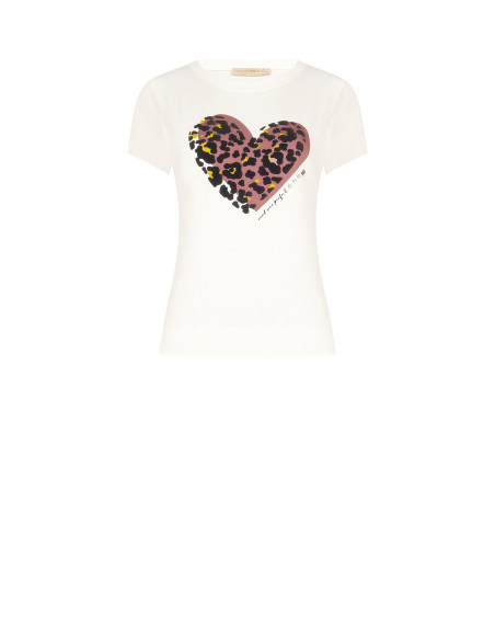 T-Shirt Regular In Cotone Con Stampa Cuore Maculato Floccato Rinascimento