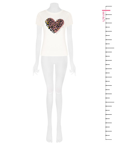 T-Shirt Regular In Cotone Con Stampa Cuore Maculato Floccato Rinascimento