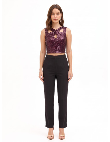 Crop Top Ricoperto Di Paillettes Con Cut-Out Rinascimento