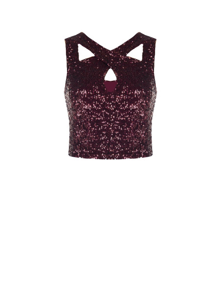 Crop Top Ricoperto Di Paillettes Con Cut-Out Rinascimento